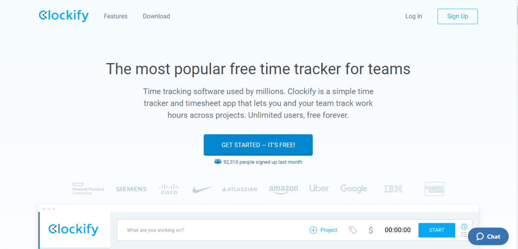 Clockify- time tracking software