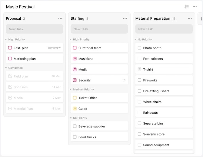 TickTick dashboard