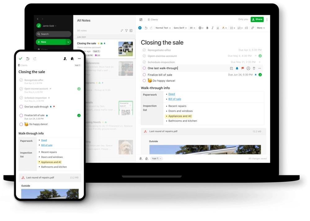 evernote dashboard