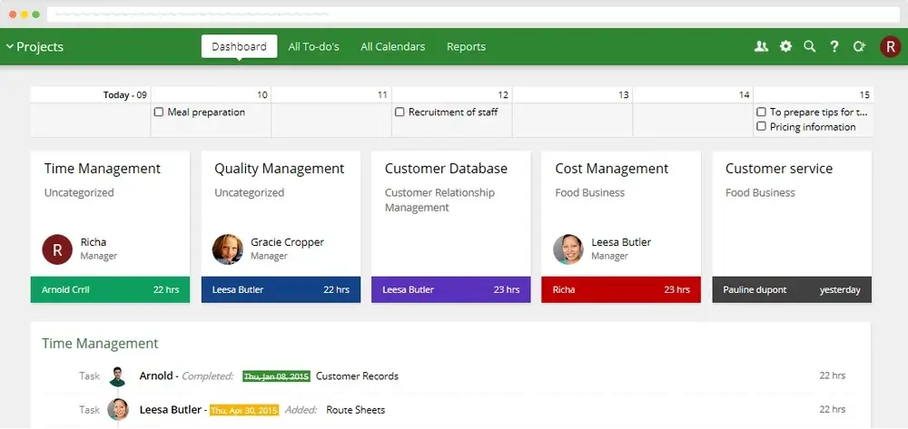 proofHub dashboard