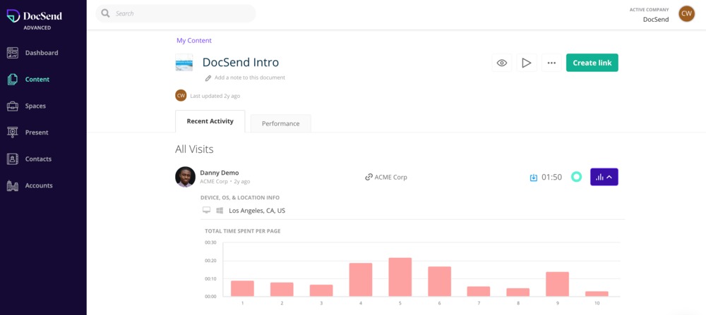 DocSend dashbboard