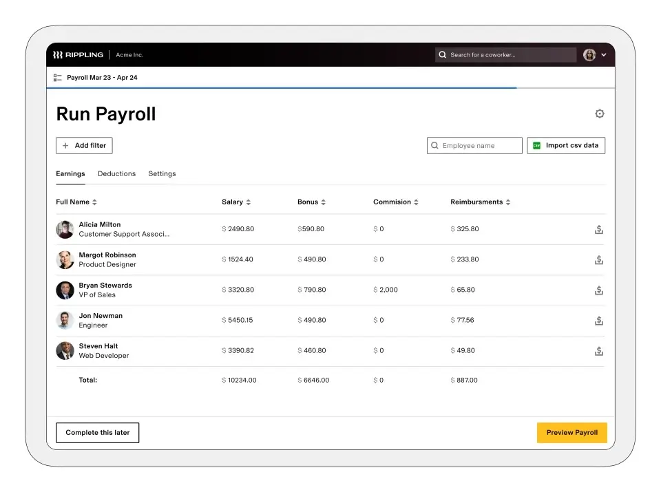 rippling dashboard