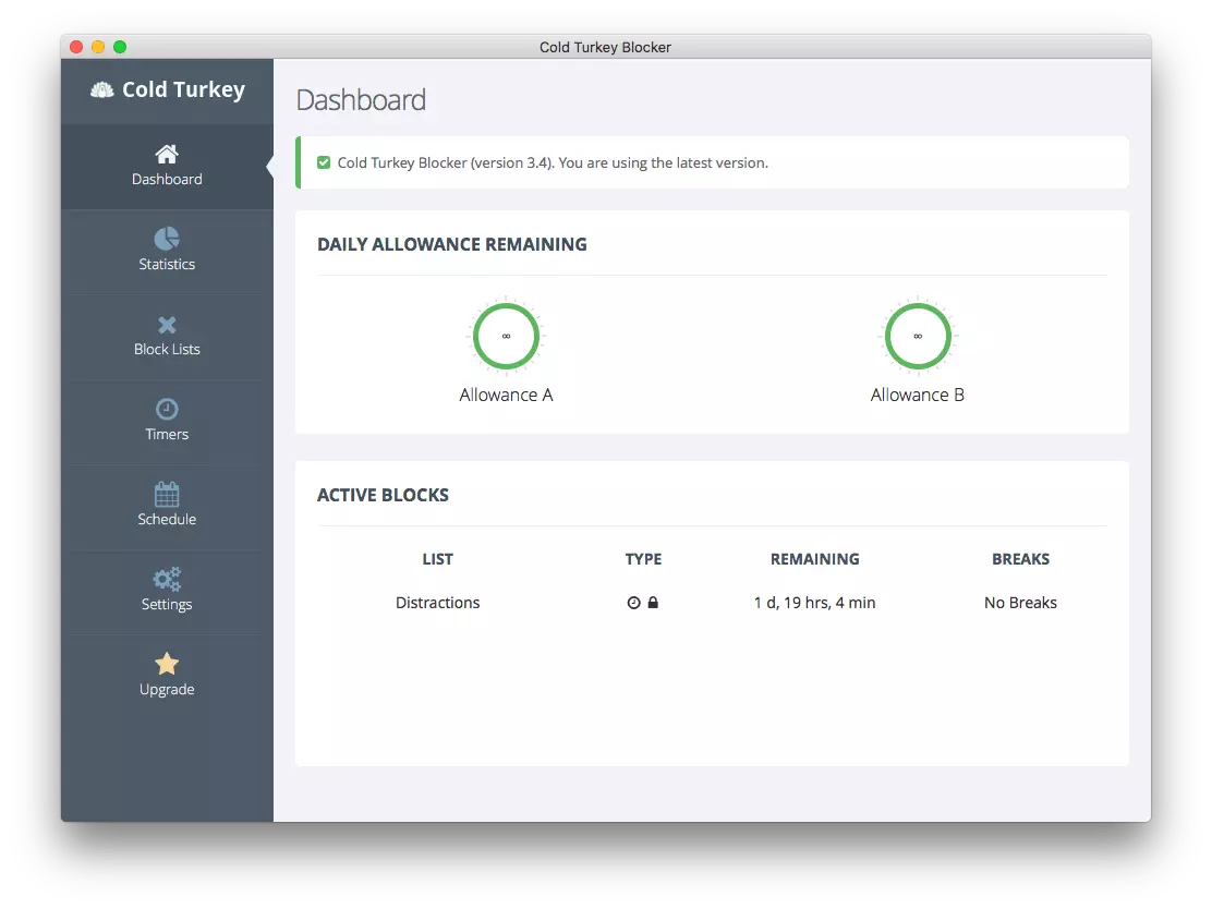 Cold Turkey Dashboard