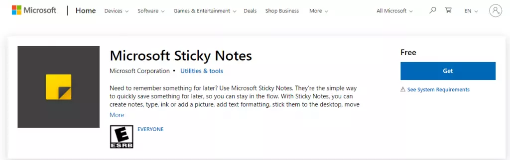 Microsoft Sticky Notes