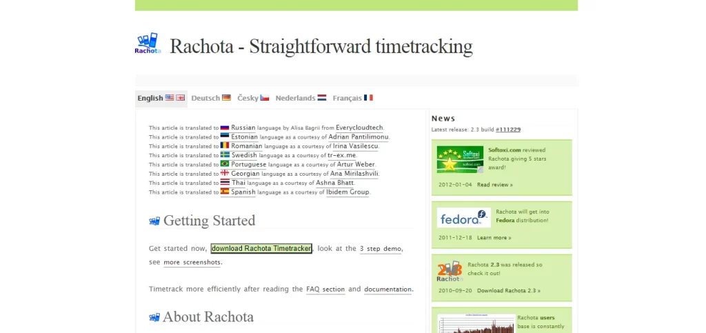 Time Tracking Software for Linux : Rachota